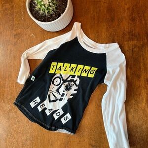 Talking Heads Kids Long Sleeve Graphic Shirt Size 5 – Black & White Raglan band